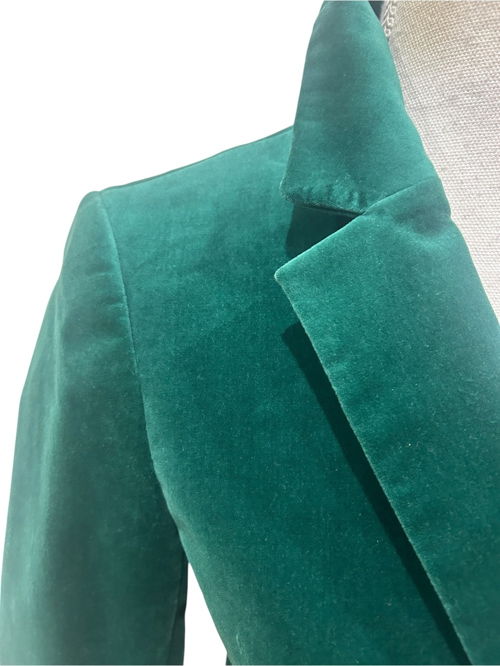 Talbots Emerald Green Velvet Double-Breasted longline lined Blazer size 4 - Picture 9 of 13